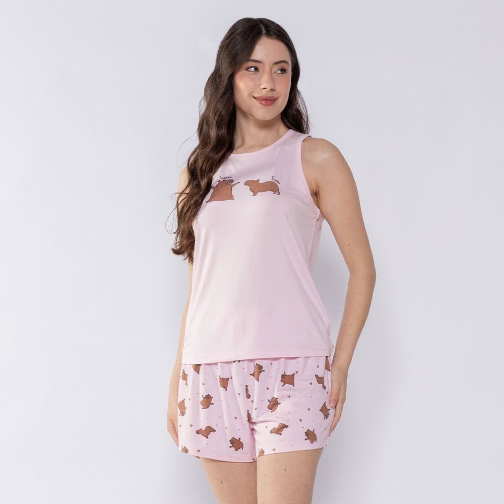 Pijama Capivara Feminino Regata Camila Moretti