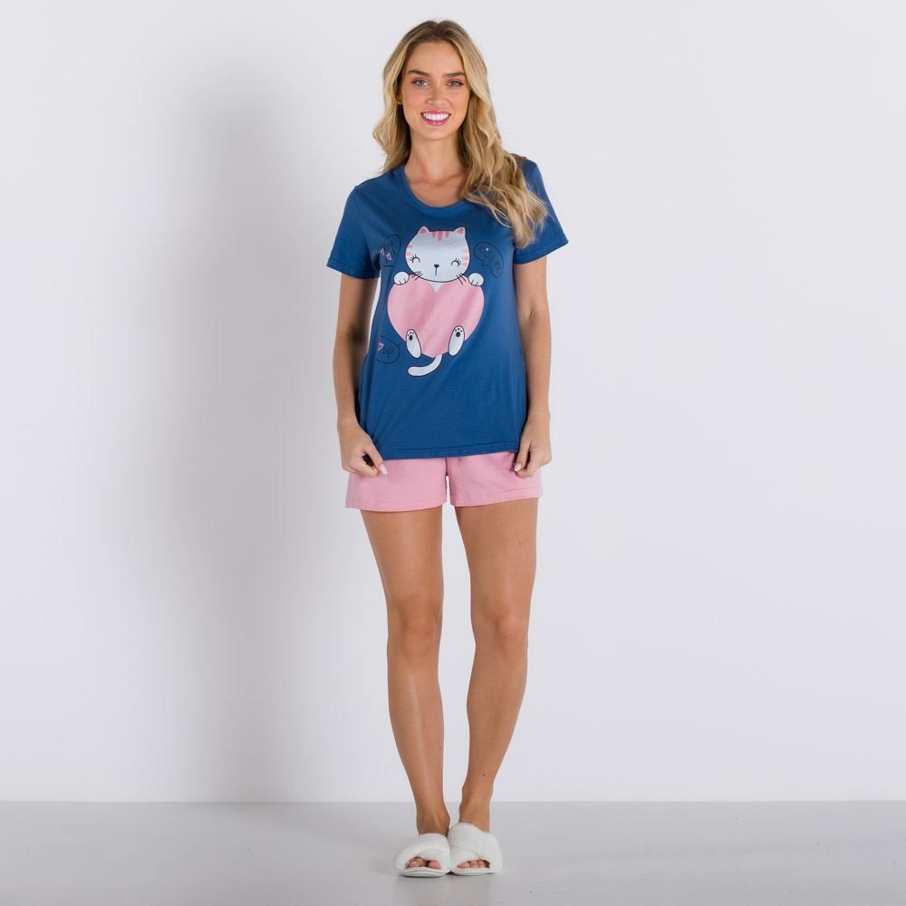 Pijama Cat In Love Com Bermuda Holla