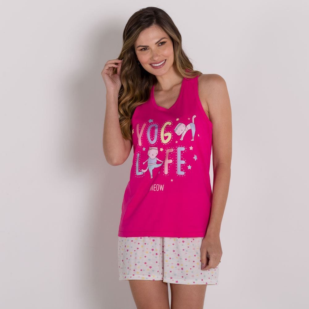 Pijama Cat Yoga Com Shorts Holla