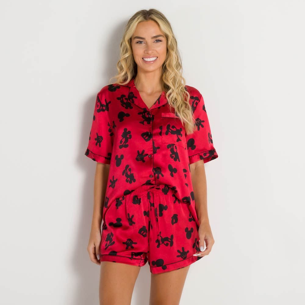 Pijama Curto Cetim Aberto Disney
