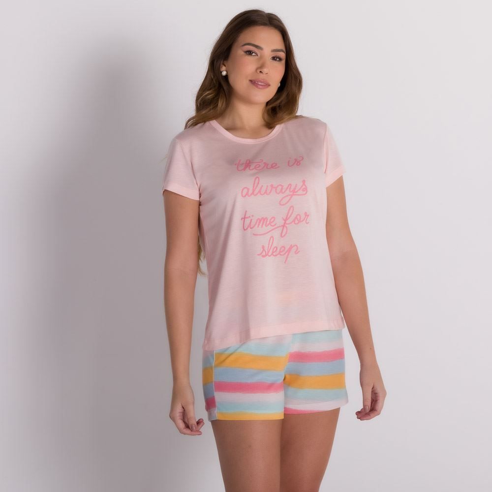 Pijama Curto Com Shorts Listrado Holla