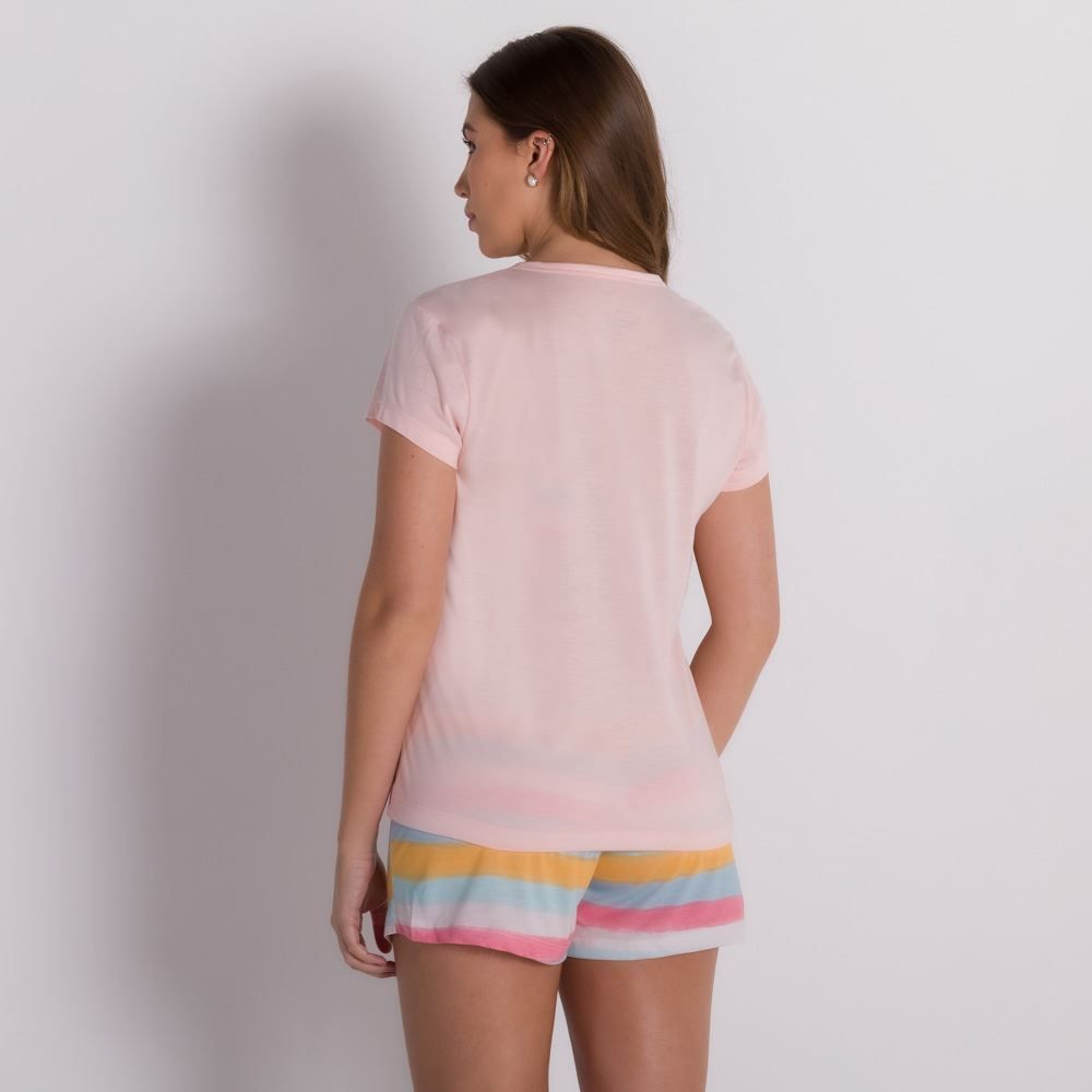 Pijama Curto Com Shorts Listrado Holla