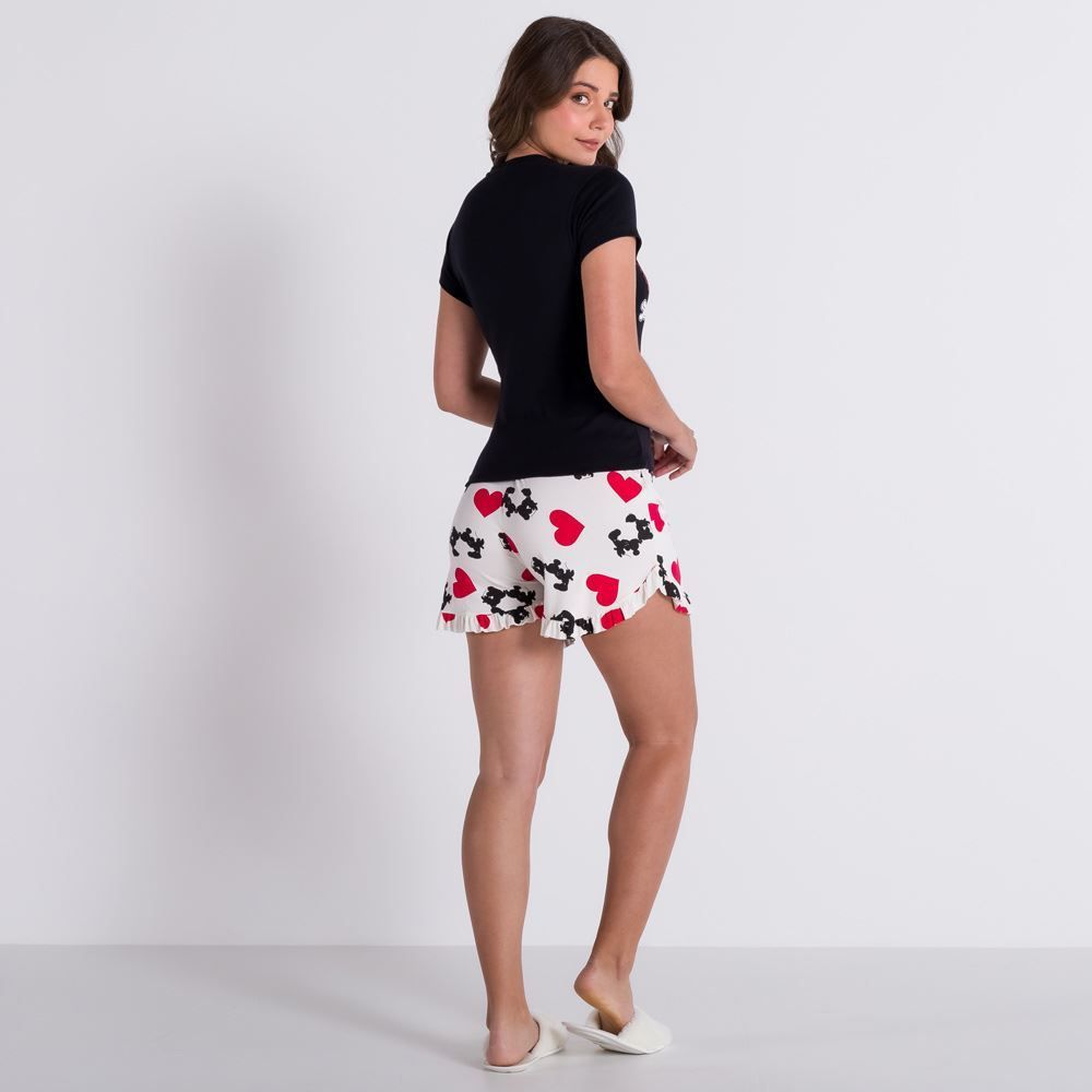 Pijama Curto Corações Casal Disney