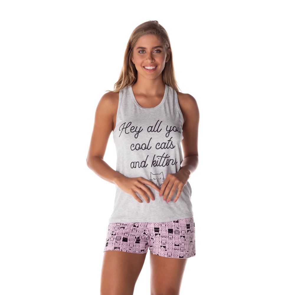 Pijama Curto Estampado Cats Holla