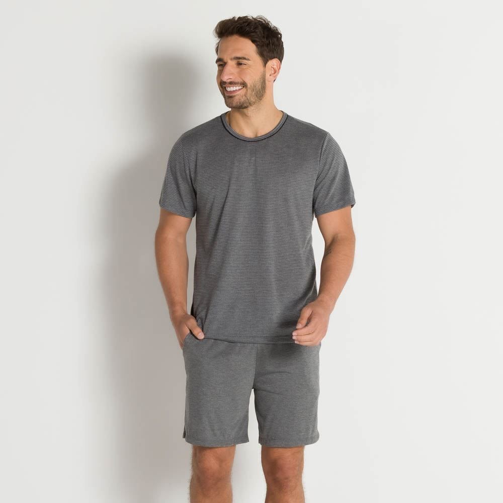 Pijama Curto Meia Malha Liso Marc Alain