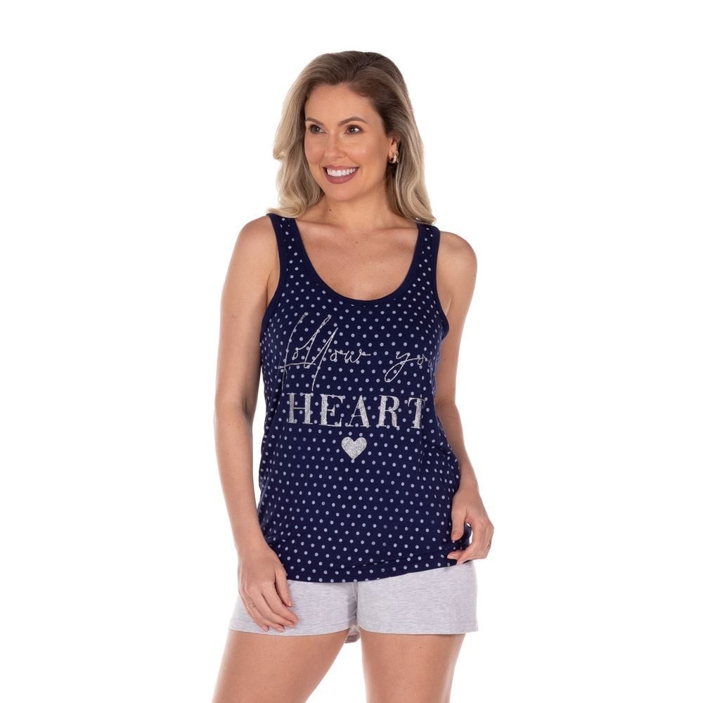 Pijama Curto Regata com Poá Holla