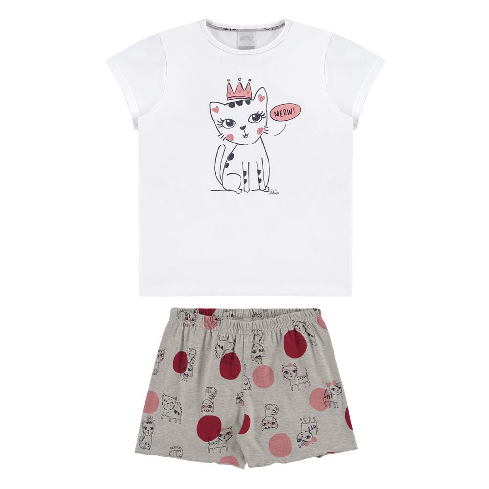 Pijama de 4 a 10 Anos Gatinho Coroa Alakazoo