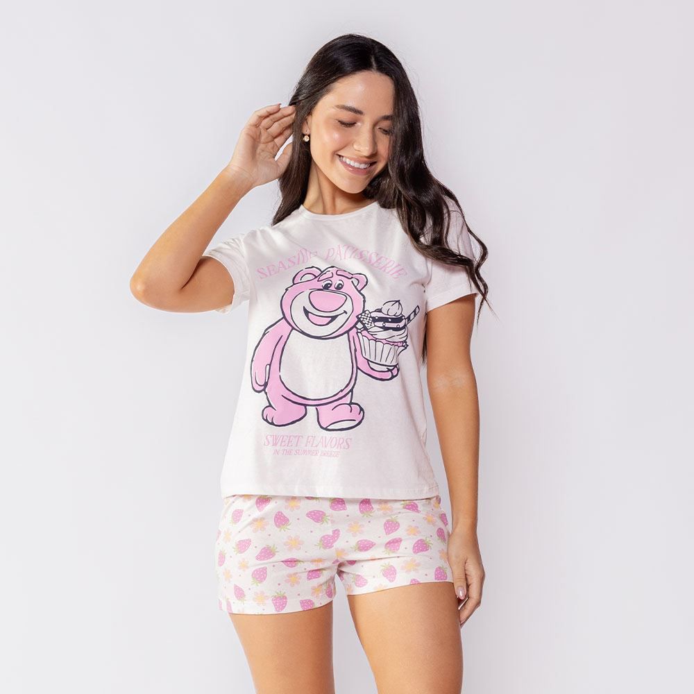 Pijama Feminino Curto Lotso De Algodão Disney