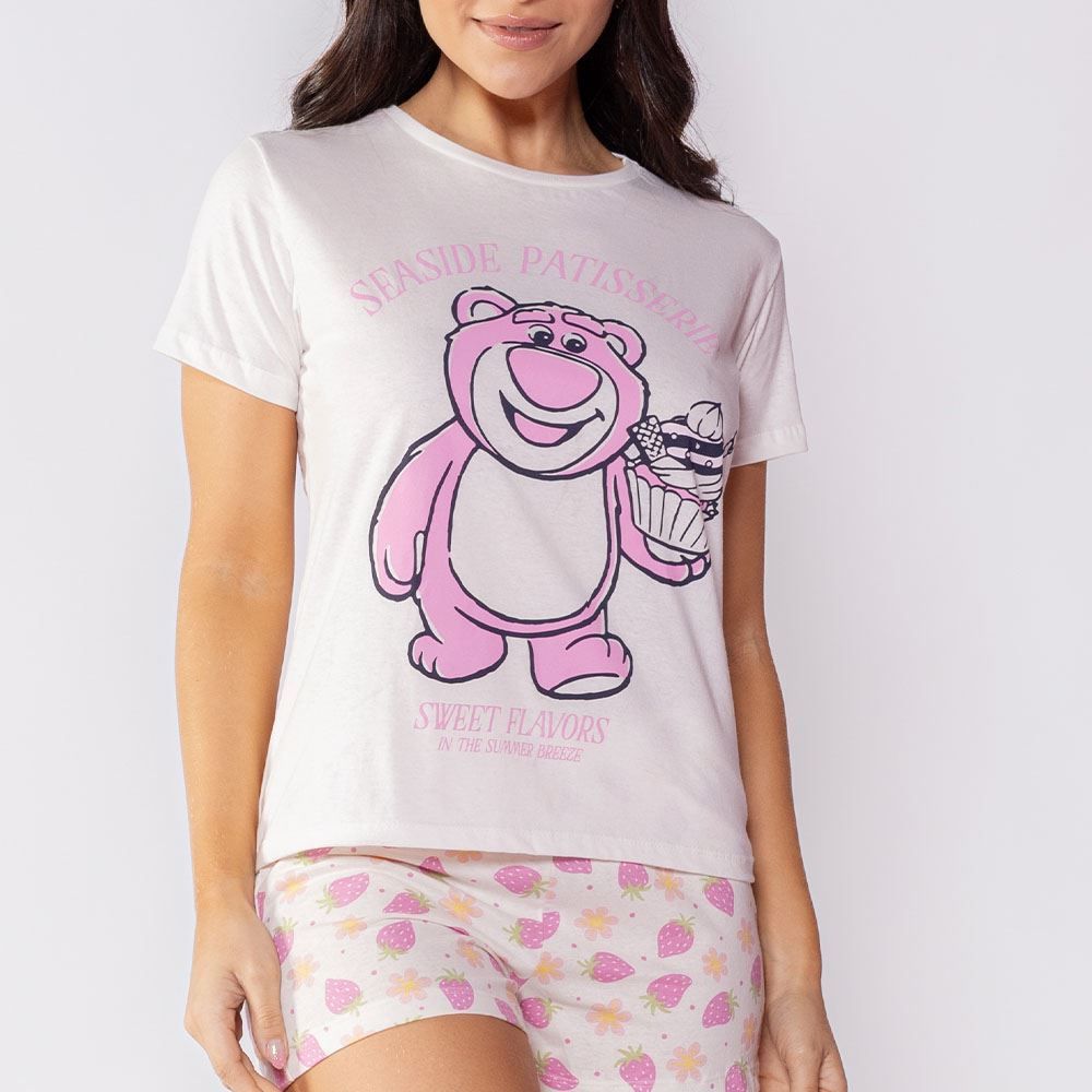 Pijama Feminino Curto Lotso De Algodão Disney