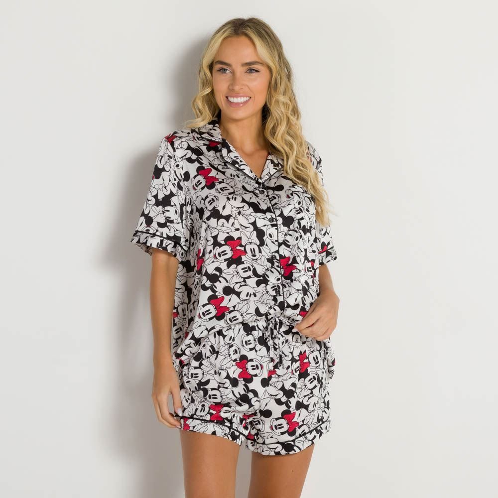Pijama Feminino De Cetim Aberto Disney