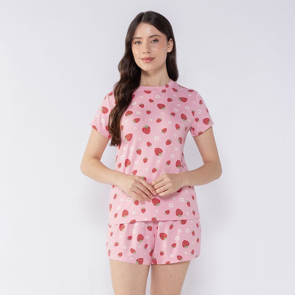 Pijama Feminino Curto De Morango Camila Moretti