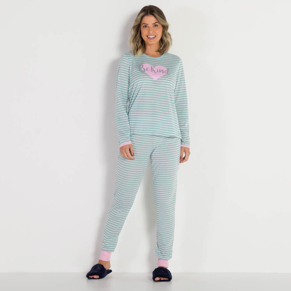 Pijama Feminino Listrado Be Kind Patricia Foster