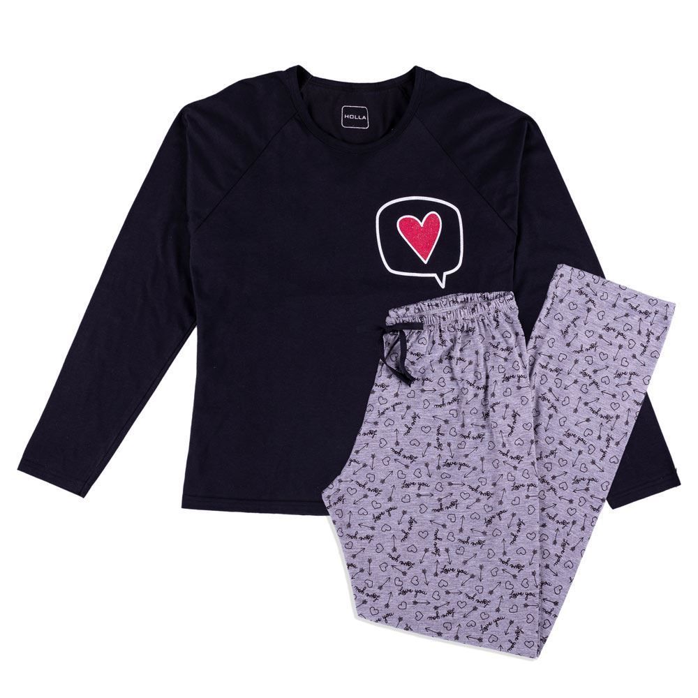 Pijama Feminino Longo Coração Holla