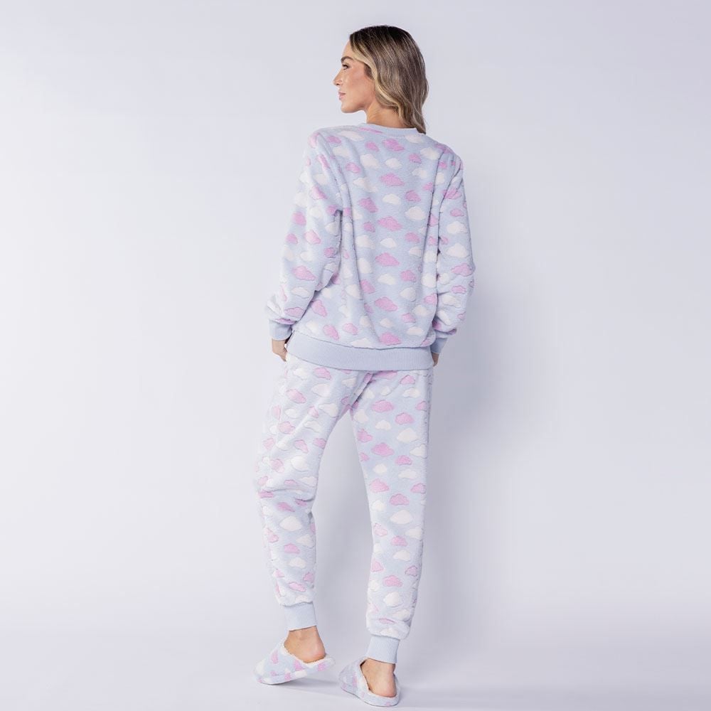 Pijama Feminino Longo Em Fleece Magic Sky Camila Moretti