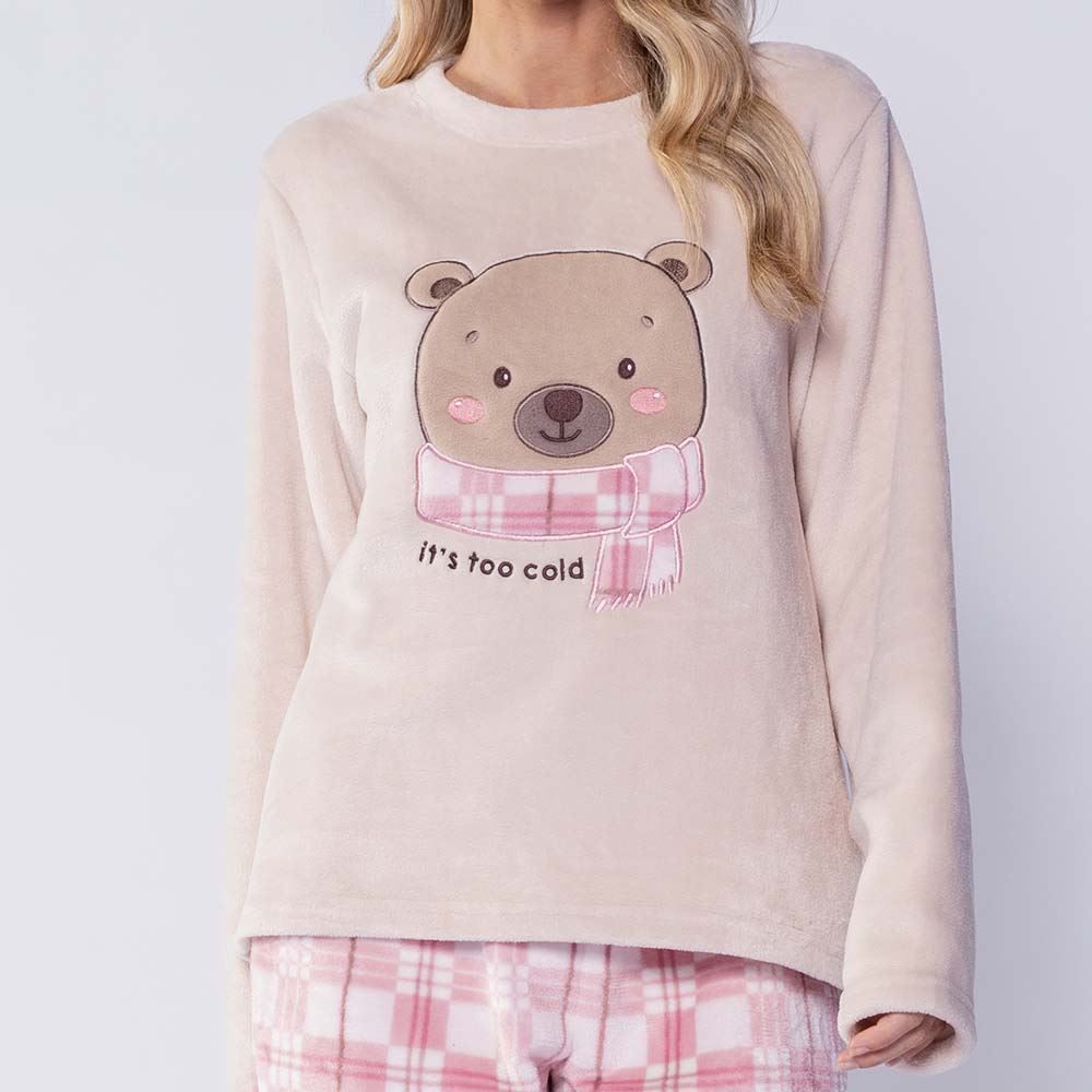 Pijama Feminino Longo Em Fleece Rainy Teddy Camila Moretti