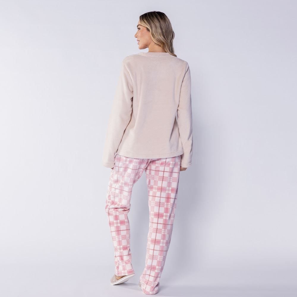 Pijama Feminino Longo Em Fleece Rainy Teddy Camila Moretti