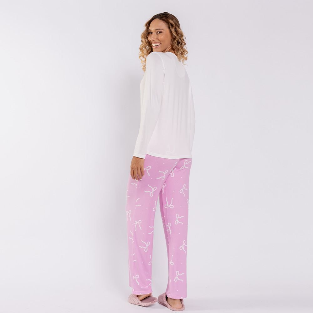 Pijama Feminino Longo Em Malha Tricot Camila Moretti