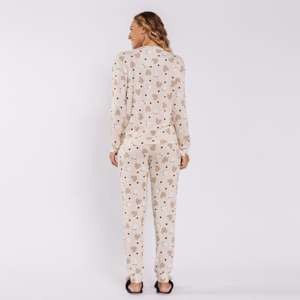 Pijama Feminino Longo em Malha Tricot Camila Moretti