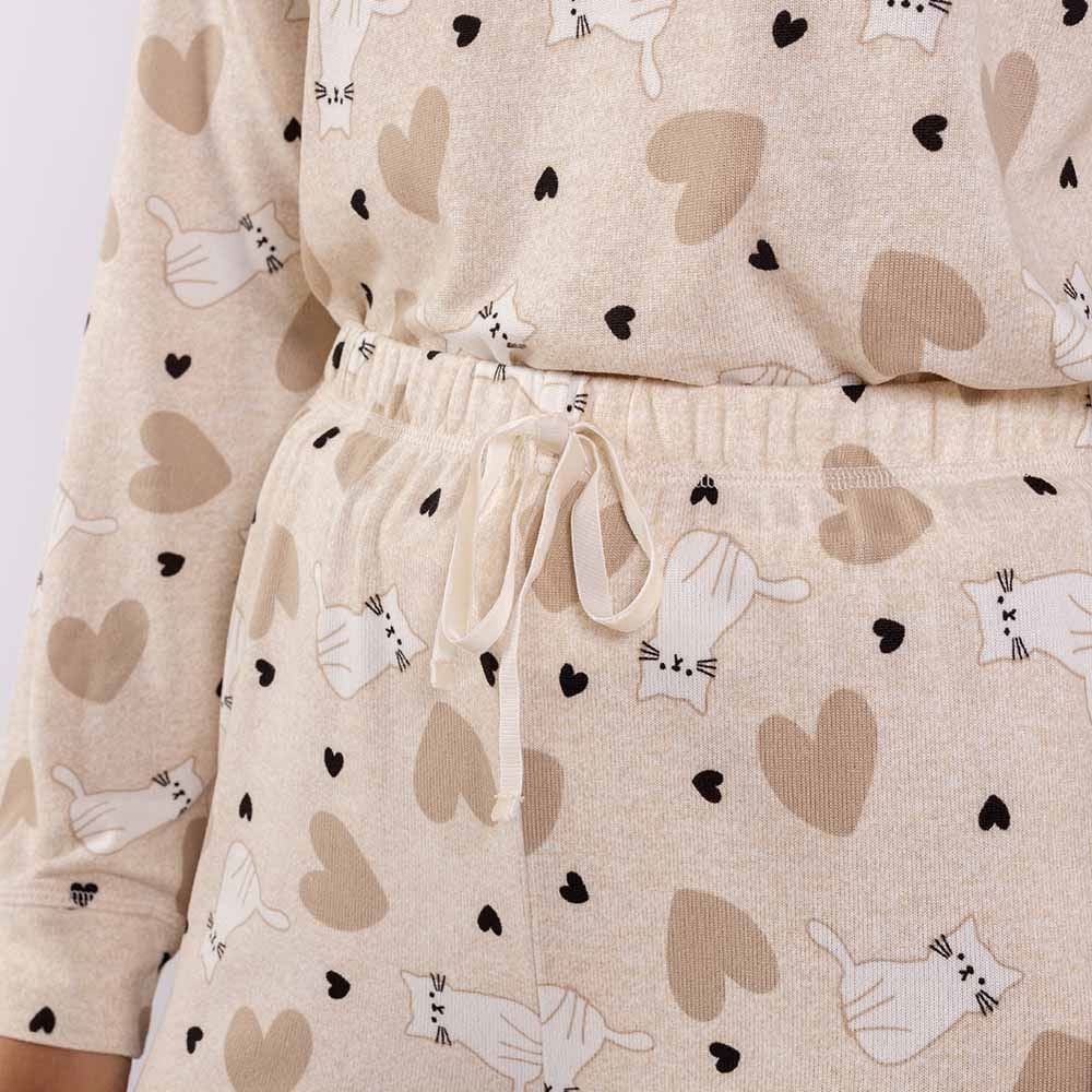 Pijama Feminino Longo em Malha Tricot Camila Moretti