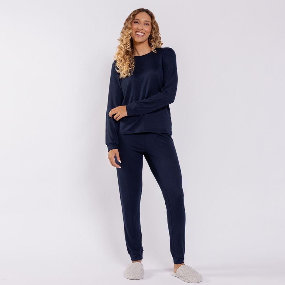 Pijama Feminino Longo Em Malha Tricot Camila Moretti