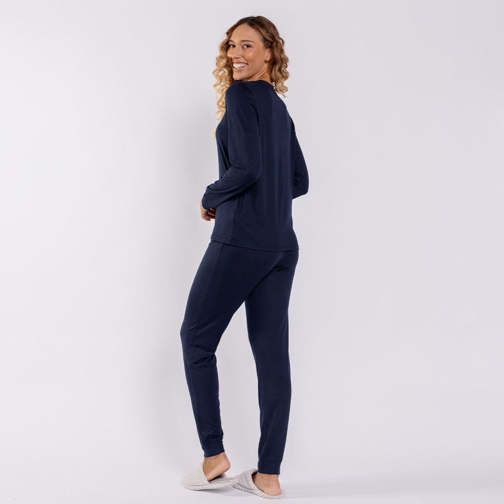 Pijama Feminino Longo Em Malha Tricot Camila Moretti