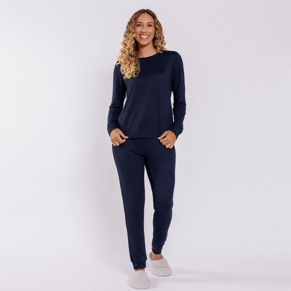 Pijama Feminino Longo Em Malha Tricot Camila Moretti