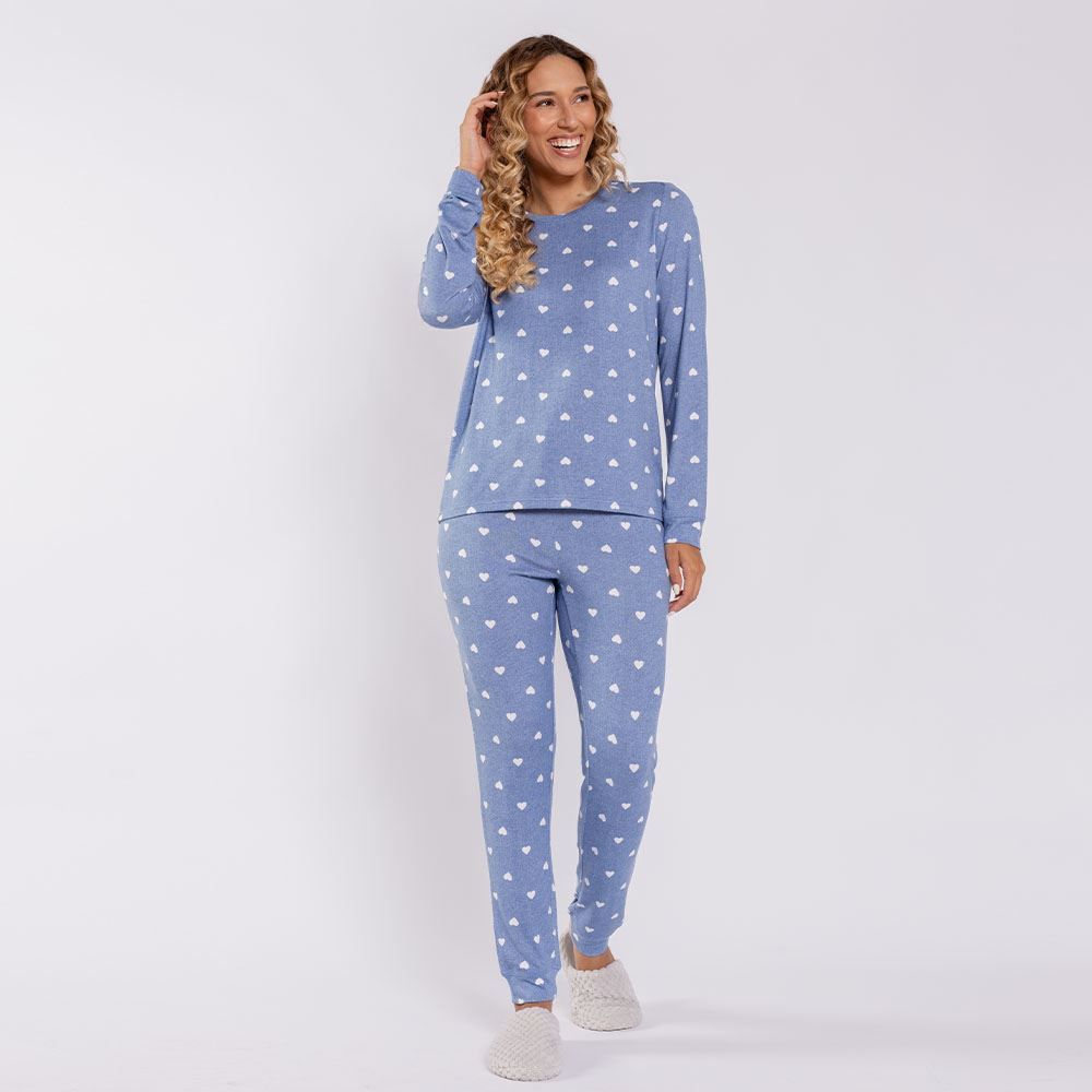 Pijama Feminino Longo Em Malha Tricot Camila Moretti