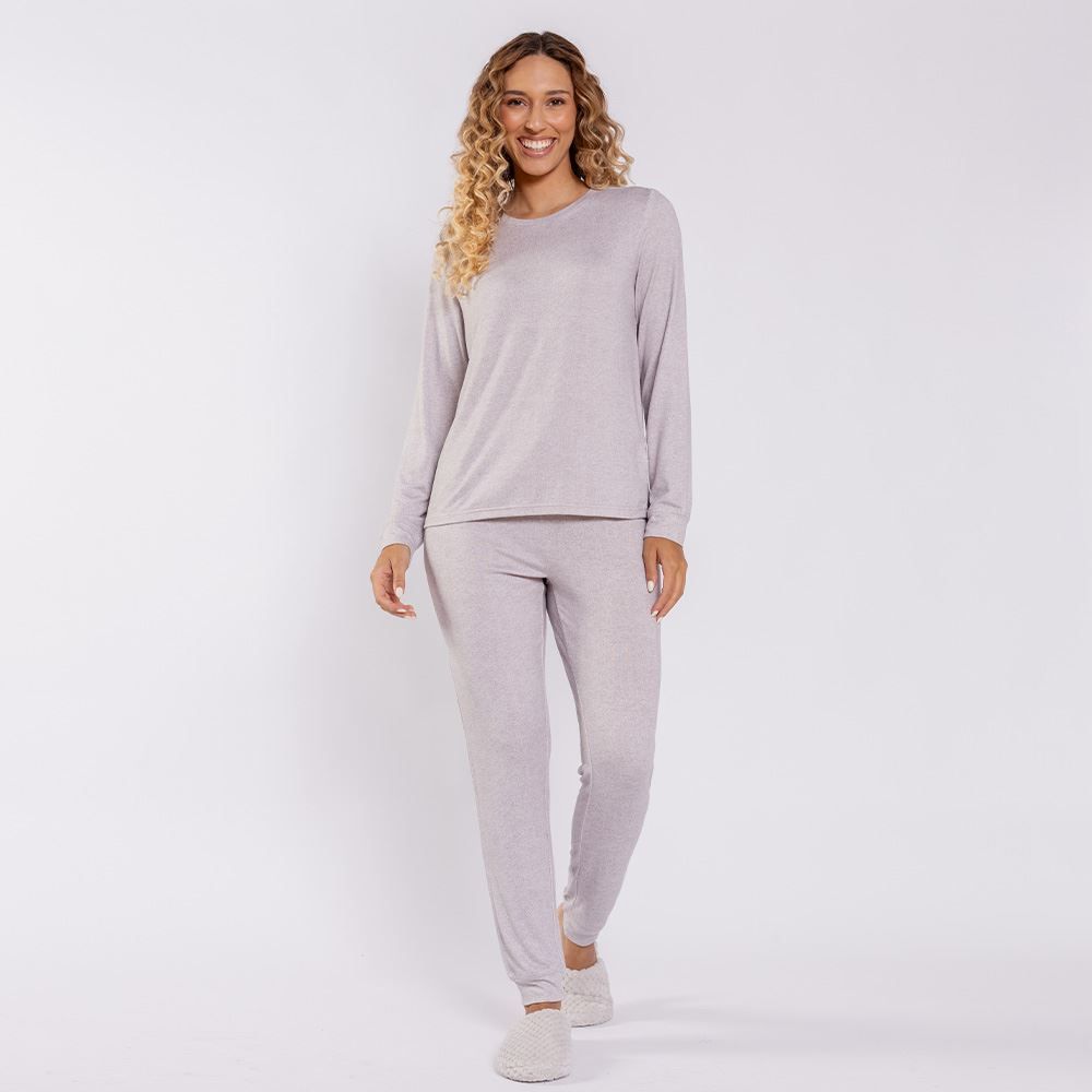Pijama Feminino Longo Em Malha Tricot Camila Moretti