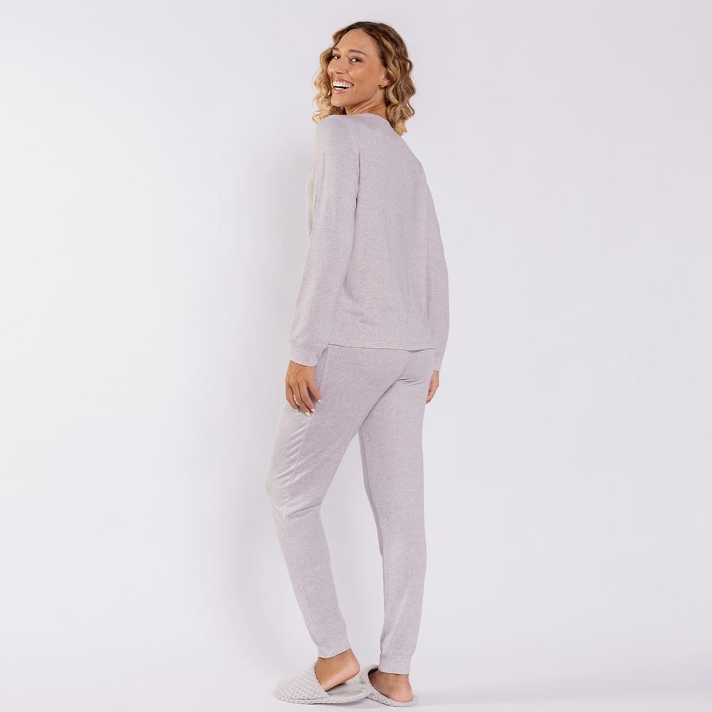 Pijama Feminino Longo Em Malha Tricot Camila Moretti