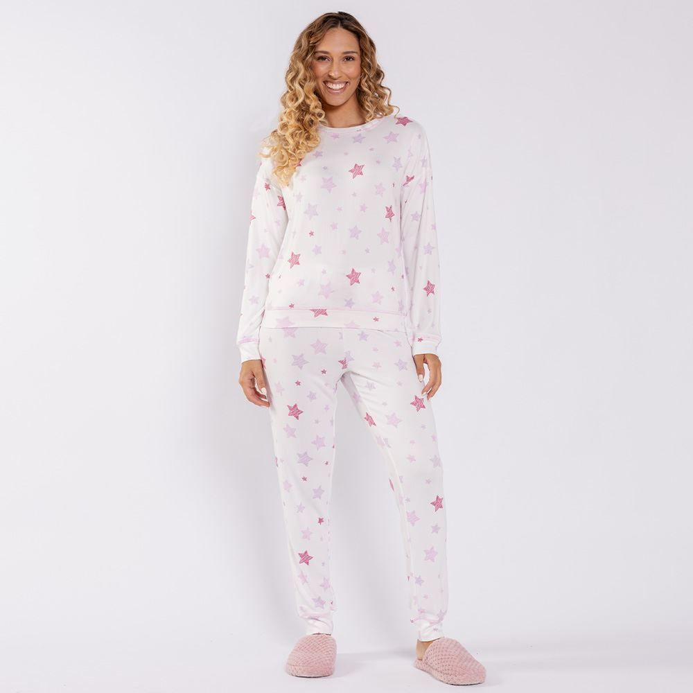 Pijama Feminino Longo Em Malha Tricot Camila Moretti