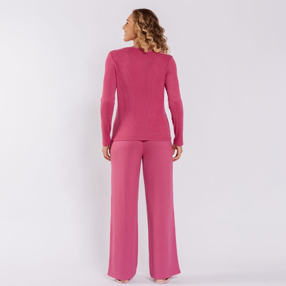 Pijama Feminino Longo Em Malha Tricot Camila Moretti