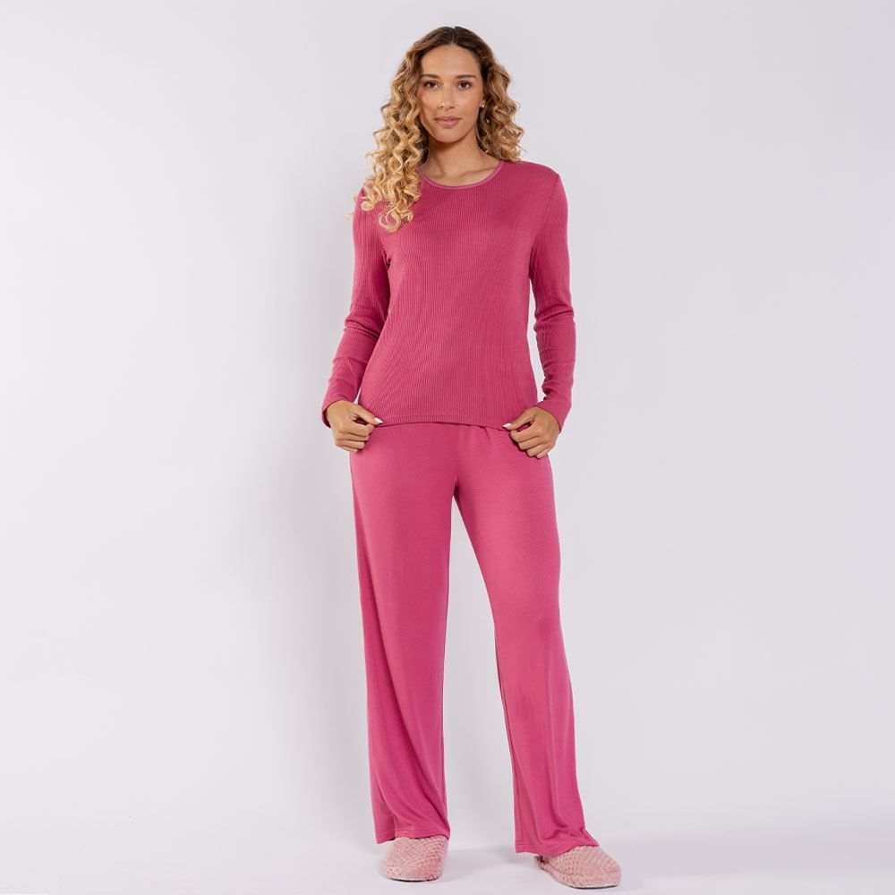 Pijama Feminino Longo Em Malha Tricot Camila Moretti