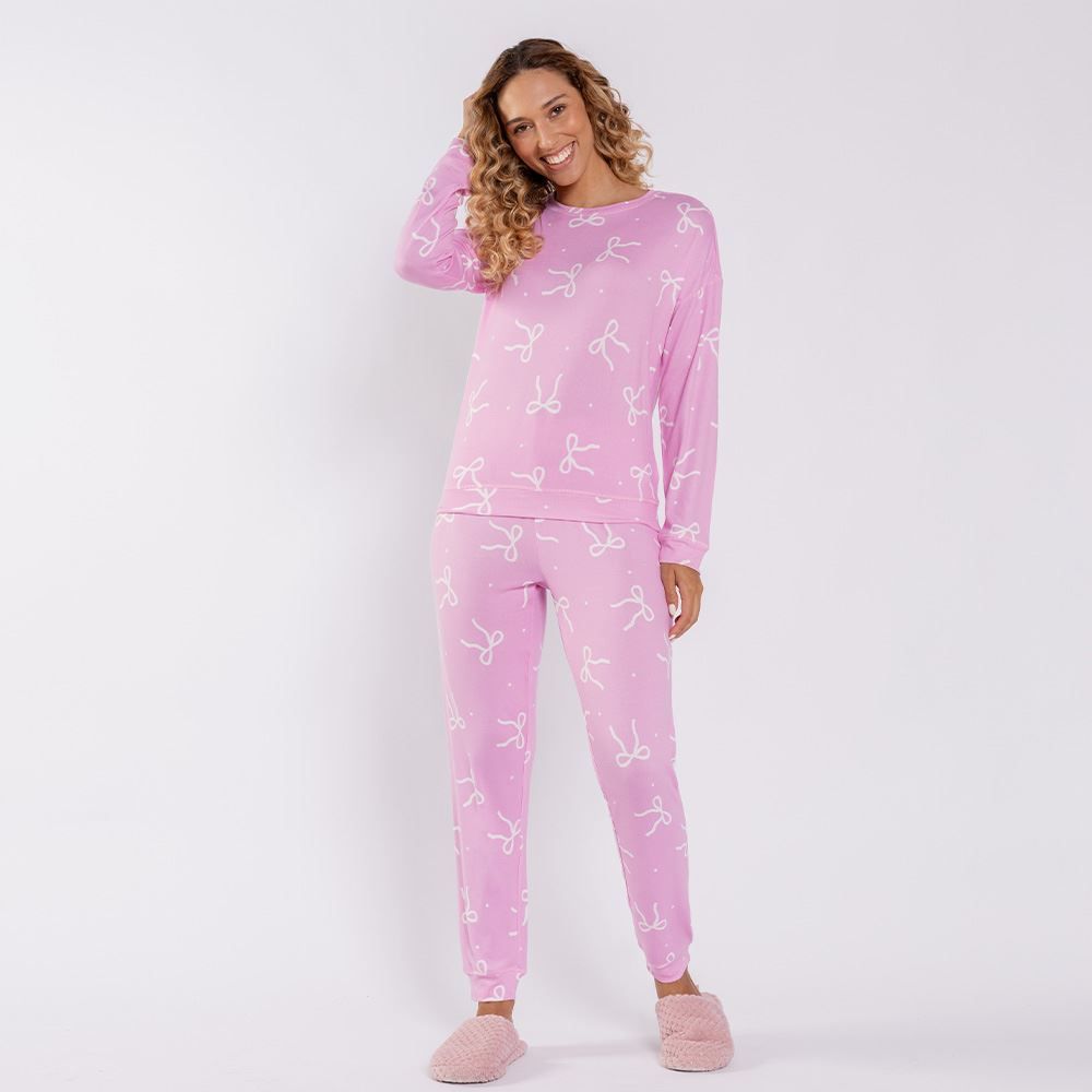Pijama Feminino Longo Em Malha Tricot Camila Moretti