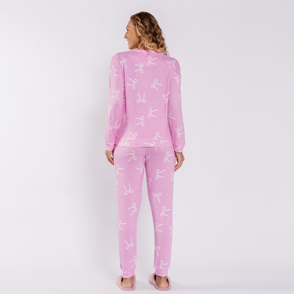 Pijama Feminino Longo Em Malha Tricot Camila Moretti