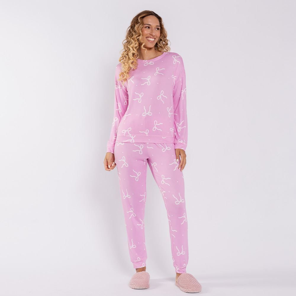 Pijama Feminino Longo Em Malha Tricot Camila Moretti