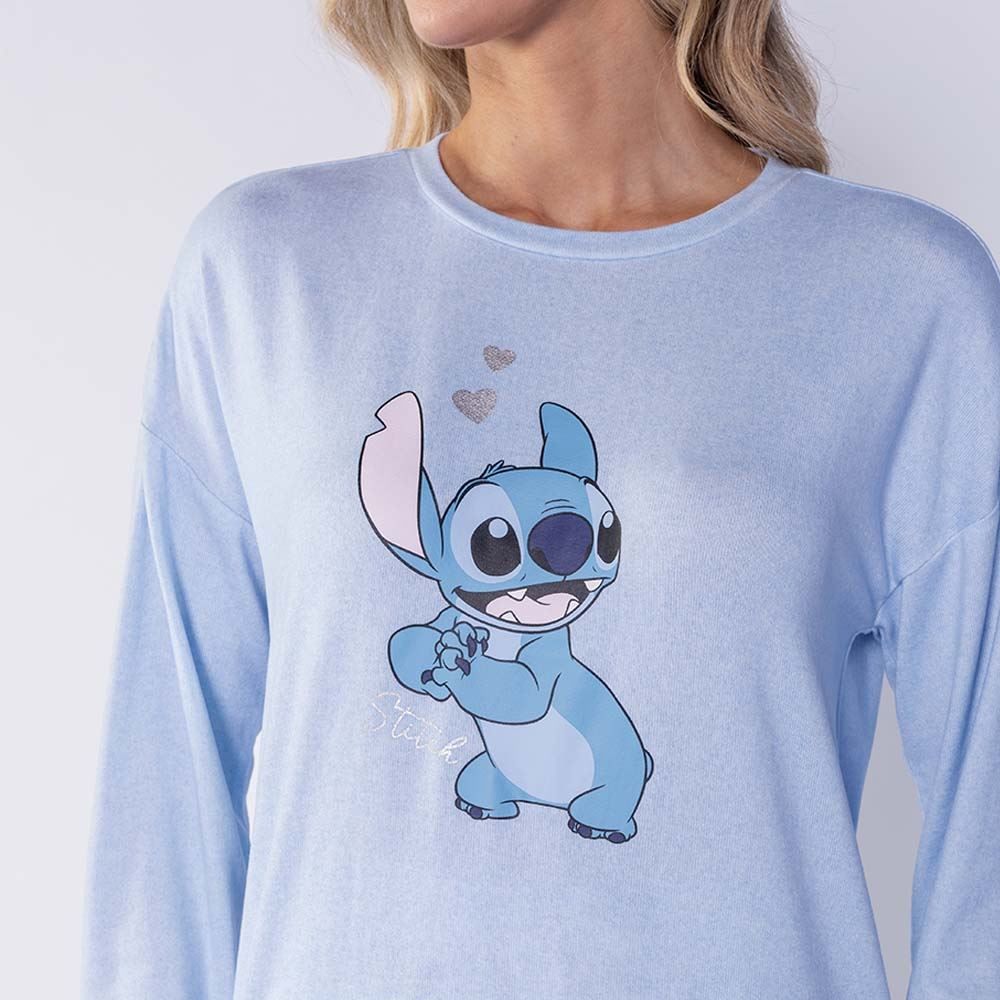 Pijama Feminino Longo Em Malha Tricot Disney