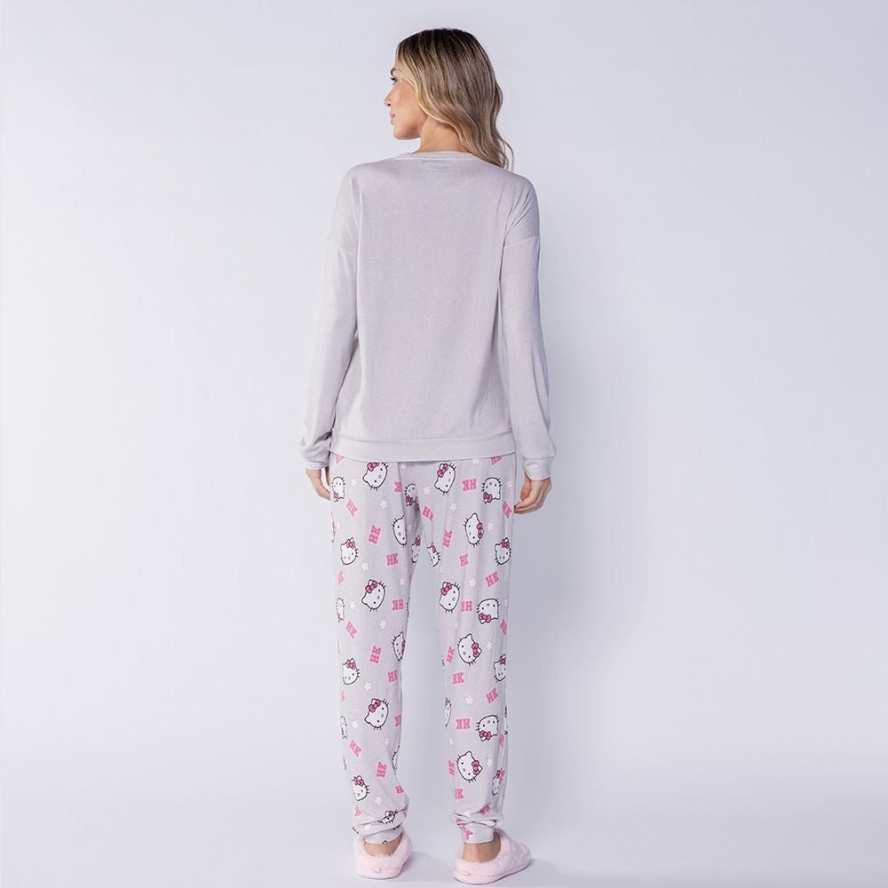 Pijama Feminino Longo Em Malha Tricot Sanrio