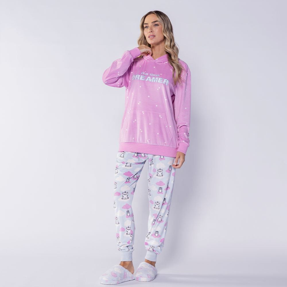 Pijama Feminino Longo Em Plush Magic Sky Camila Moretti