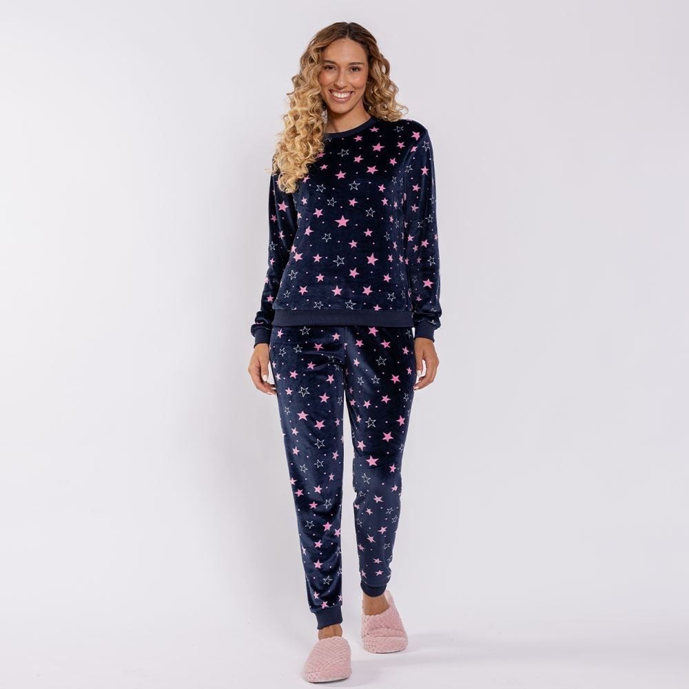 Pijama Feminino Longo Em Plush Star Camila Moretti