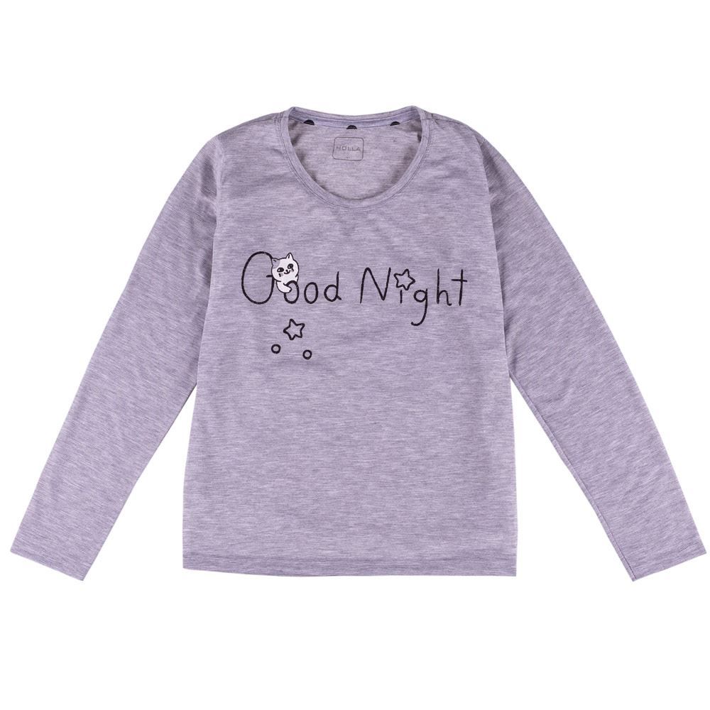 Pijama Feminino Longo Good Night Gatinho Holla