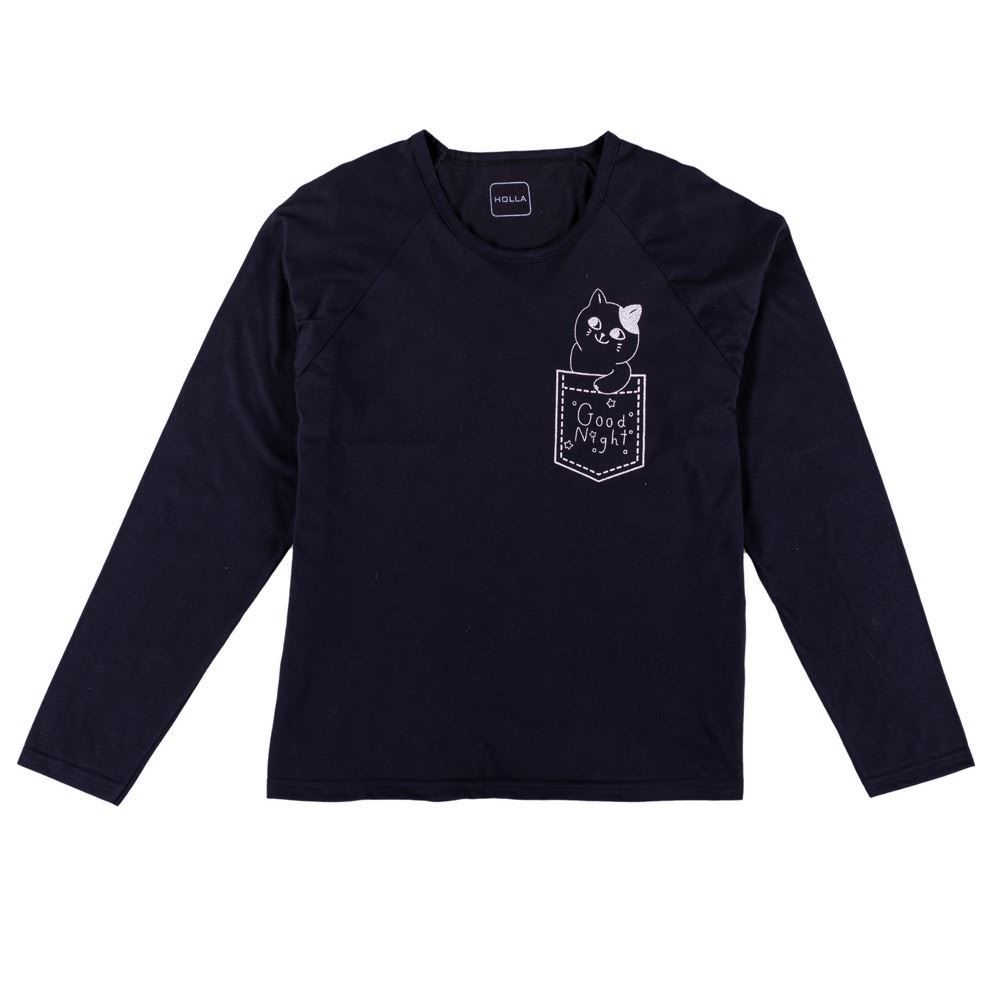 Pijama Feminino Longo Good Night Gato Holla