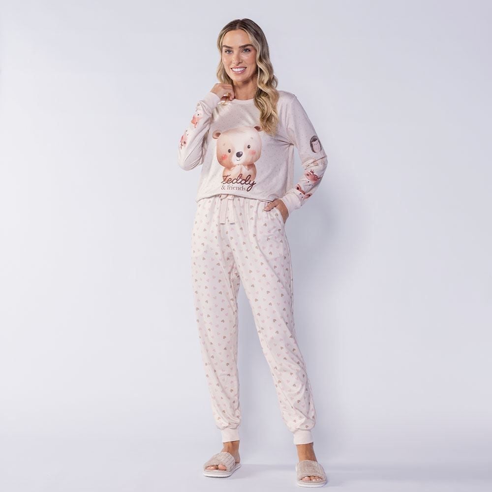 Pijama Feminino Longo Peletizado Teddy Camila Moretti