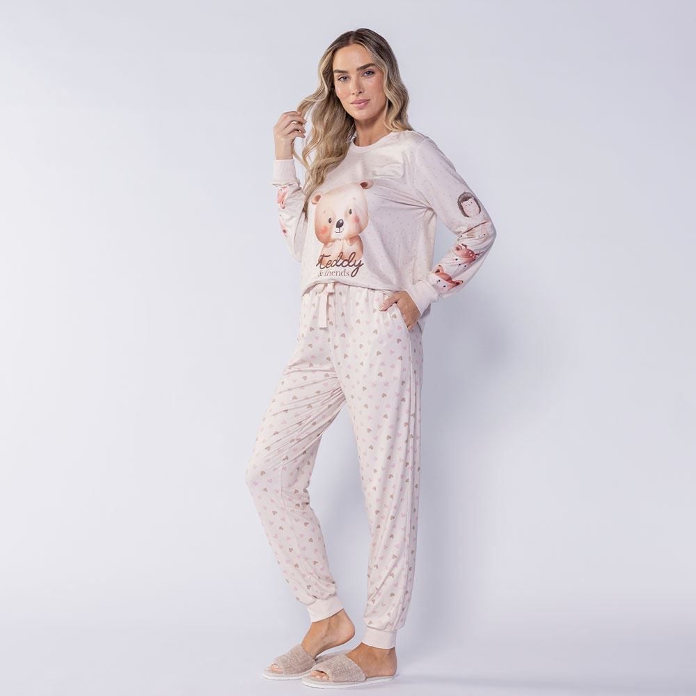 Pijama Feminino Longo Peletizado Teddy Camila Moretti