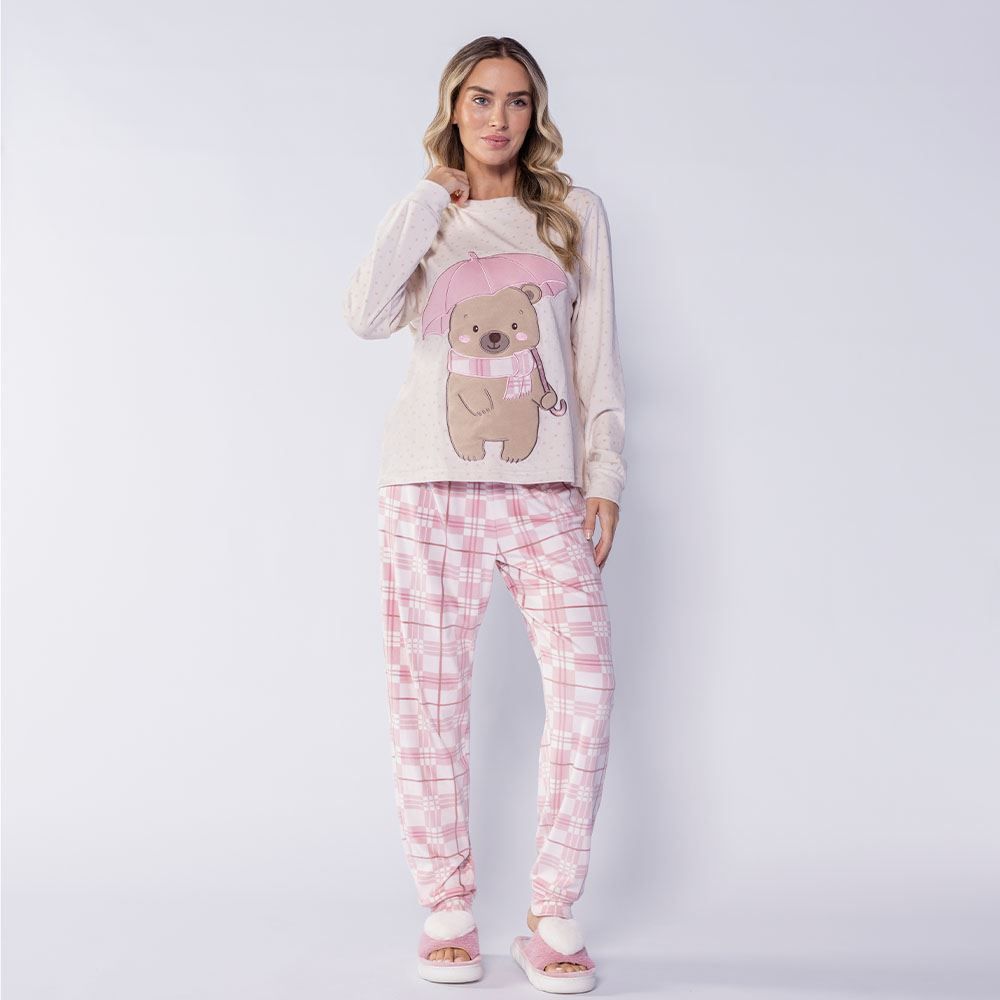 Pijama Feminino Longo Rainy Teddy Camila Moretti