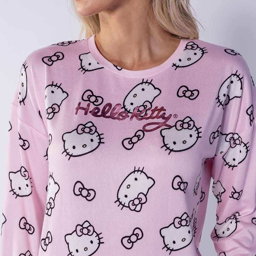 Pijama Feminino Longo Em Malha Tricot Sanrio