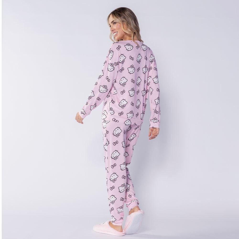 Pijama Feminino Longo Em Malha Tricot Sanrio