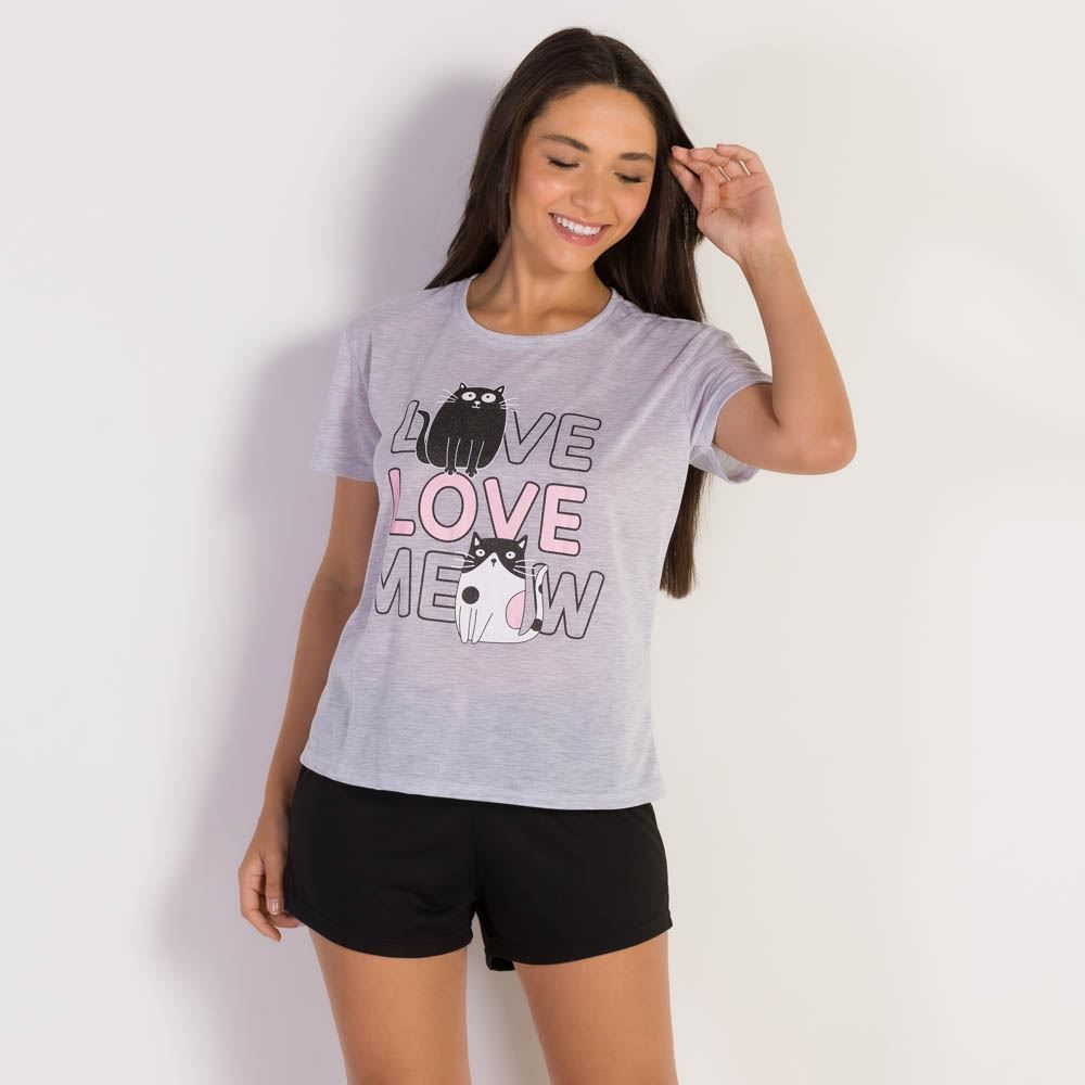 Pijama Feminino Love Cats Malha Holla
