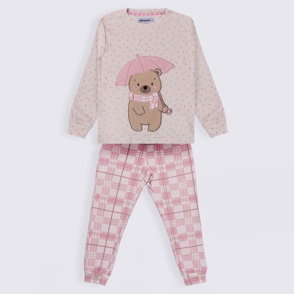 Pijama Infantil Menina 4 a 10 Anos Rainy Teddy Marmelada