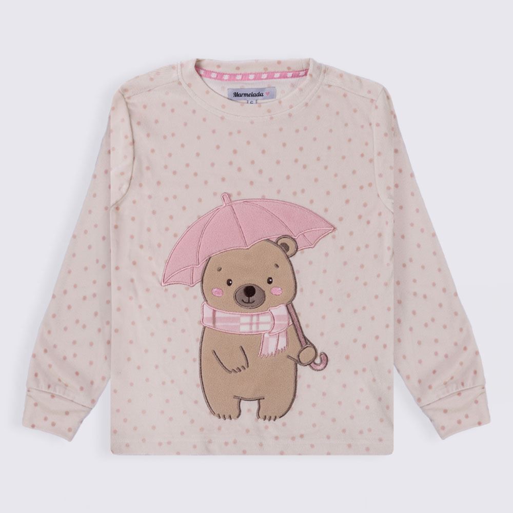 Pijama Infantil Menina 4 a 10 Anos Rainy Teddy Marmelada