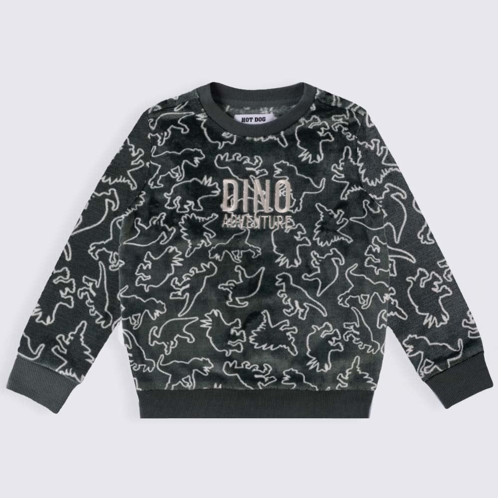 Pijama Infantil Menino 4 a 10 Anos Em Fleece Dino Hot Dog